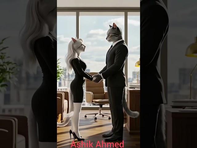 The gray cat husband disliked his orange cat wife because she was too fat #shorts