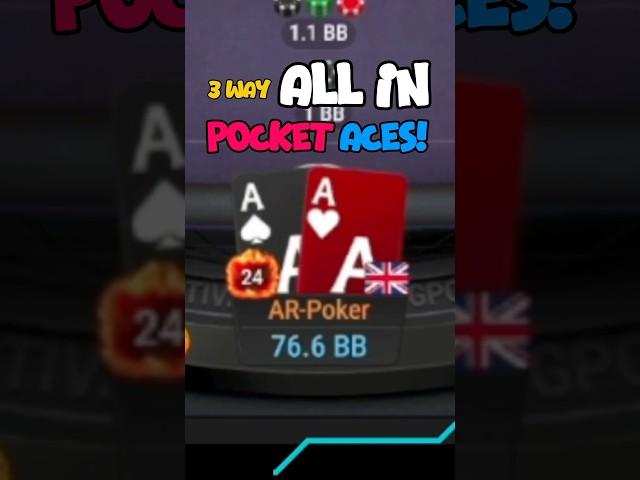 “3 Way ALL-IN with Pocket Aces!” #onlinepoker #poker #globalpoker #pokertournament #ggpoker