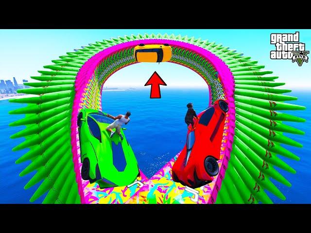 FRANKLIN TRIED TWO WAY CONE LOOP PARKOUR RAMP CHALLENGE IN GTA 5 | SHINCHAN and CHOP