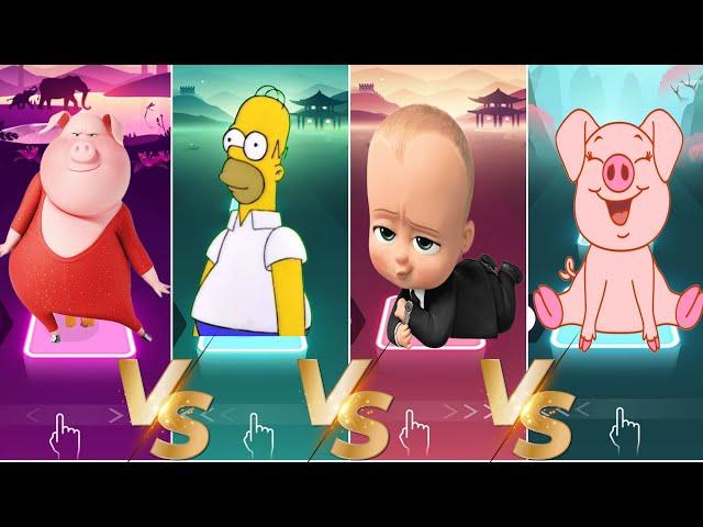 Sing vs Simpson vs Boss Baby vs Pig -  Tiles Hop EDM Rush.