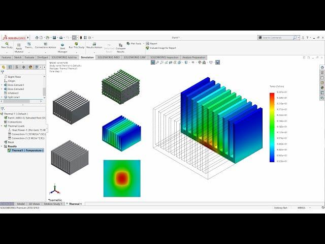  SOLIDWORKS SIMULATION || THERMAL || Heat sink simulation under natural convection.