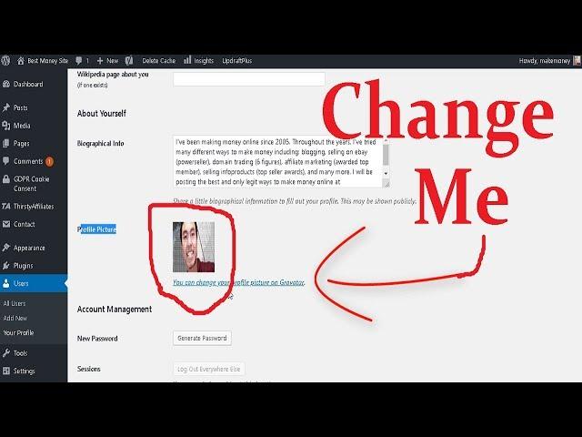 How to Add/Change Admin Author Profile Image in Wordpress (Gravatar!)