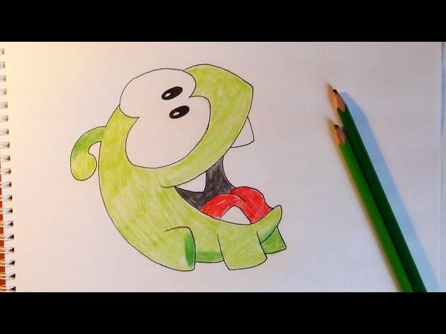 How to draw Om Nom, Como dibujar Om Nom, Как нарисовать Ам Няма