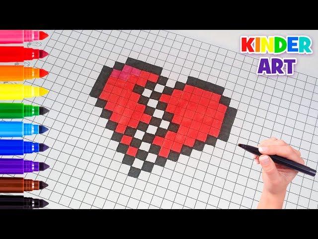 Рисунки по клеточкам - Разбитое сердце | How to draw a broken heart Pixel art