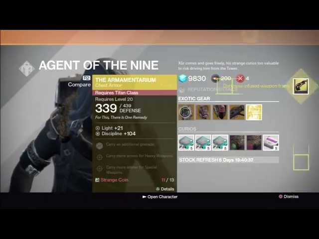 Destiny: Xur Location 10/17/14 + Items Sold