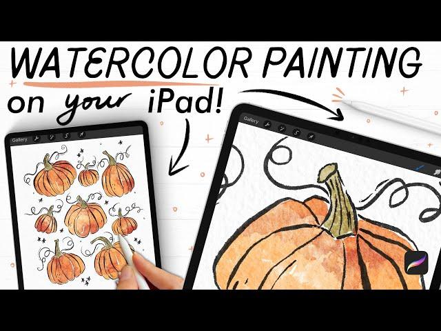 Let’s paint pumpkin doodles in PROCREATE  (easy digital watercolor painting on your iPad!)