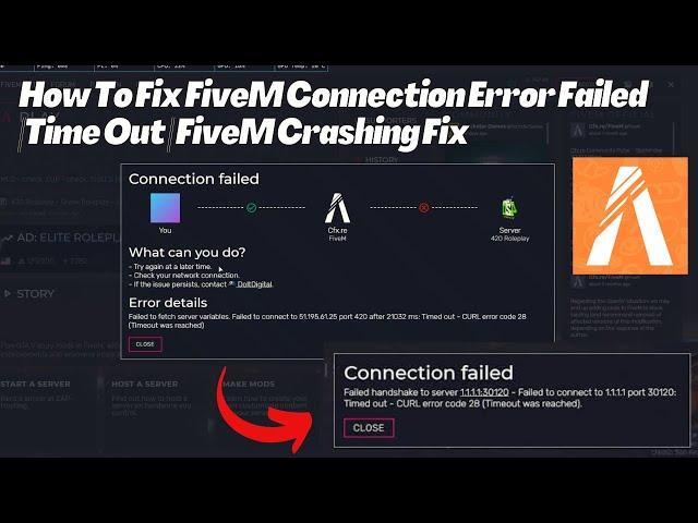 How To Fix FiveM Connection Error Failed ||Time Out || FiveM Crashing Fix