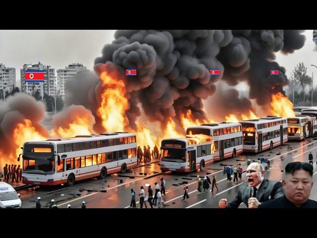 1 hour ago! 100 North Korean buses carrying elite soldiers were bombed as they entered Kiev