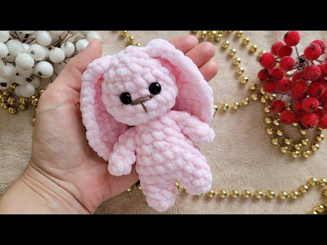 ЗАЙЧИКМАЛЫШ С ДЛИННЫМИ УШАМИС ПЛЮШЕВОЙ ПРЯЖИ КРЮЧКОМ️crochet bunny