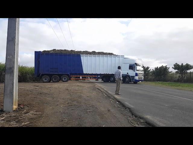 Faizal truck transporting sugar cane in Mauritius To Terra Sugar Industry