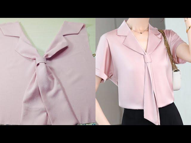 Easy and beautiful collar v_neck. Easy sewing projects for beginners