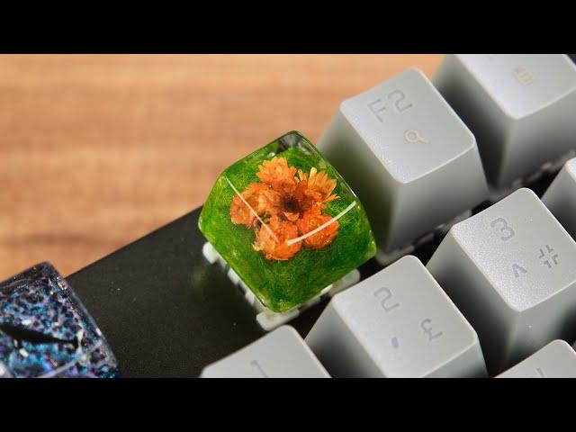 How to Make a Handmade Keyboard Key with Orange Dry Flowers  Resin Keycaps | Diy Resin Art