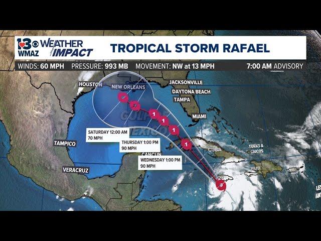 Tropical Storm Rafael is expected to strengthen into a hurricane (11/5/24 9 a.m.)