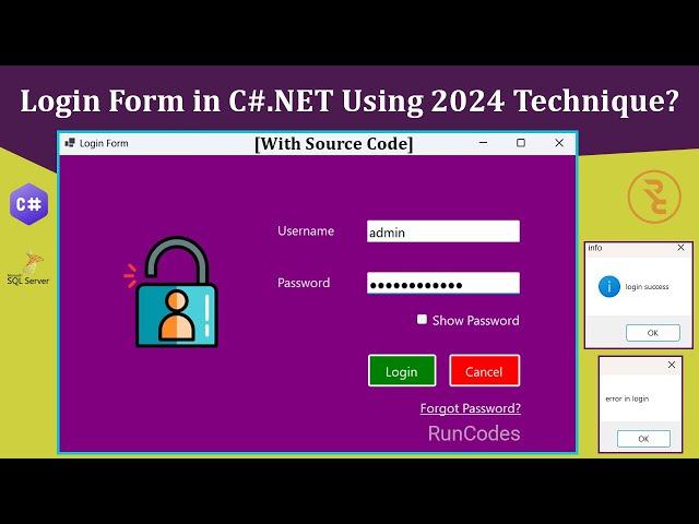 How to Create a Login Form in C#.NET using SQL Server Database and Visual Studio 2022? [Source Code]