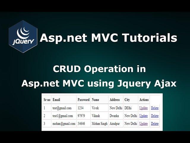 CRUD Operations in Asp.net MVC using Jquery JSON Ajax