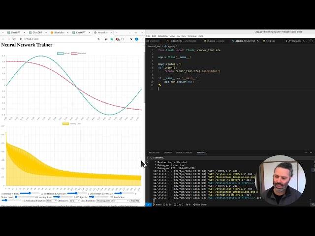 Training Neural Networks to Predict Noisy Sinusoidal Waveform with Flask and JavaScript