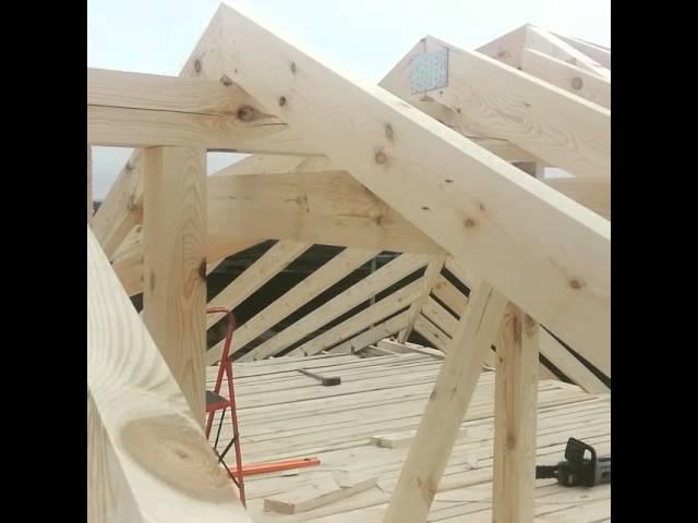 Стропильная система, пиломатериал сухой строганный, сосна. Rafter system, planed timber, dry, pine