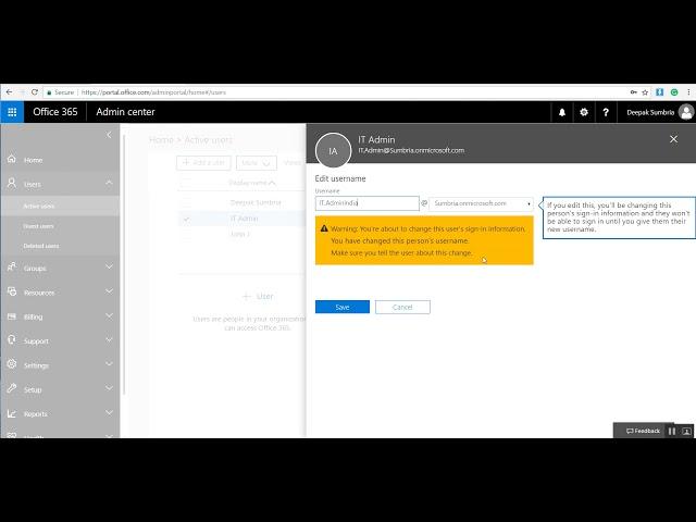 04 How to Change user email address in Office 365