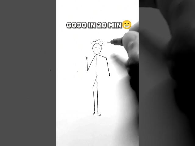 How to draw Gojo in 10sec 10min 1hr #shorts #anime  #drawing  #gojo