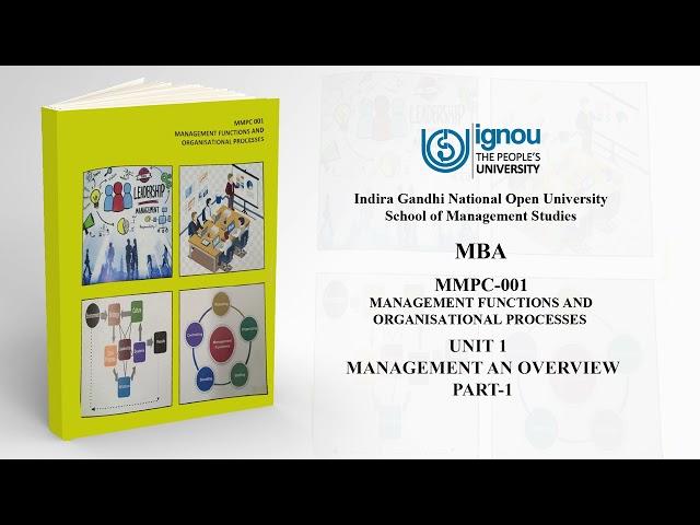 MMPC-001 Unit-1 Management: An Overview Part-1