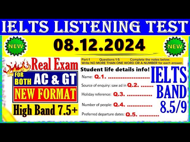 IELTS LISTENING PRACTICE TEST 2024 WITH ANSWERS | 08.12.2024