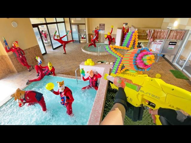 Nerf War | Amusement Park Battle 90(Nerf First Person Shooter)