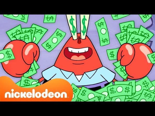 Губка Боб | Мистер Крабс КУПАЕТСЯ в деньгах 60 минут подряд  | Nickelodeon Cyrillic