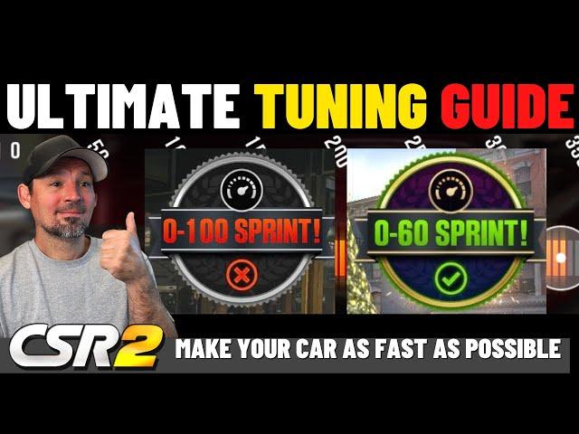 CSR2 How To Tune For 0-60 or 0-100 times | CSR2 Sprint Race Tuning Guide | Danny Lightning