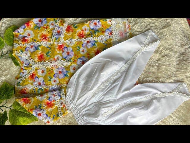 Designer Chickenkari kurti With tulip Shalwar Cutting and stitching tutorial