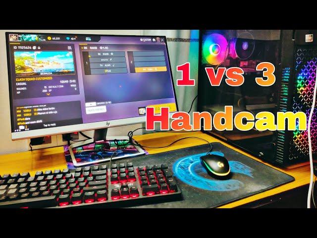 Pc handcam gameplay | 1 vs 3 Custom with pc handcam | free fire gameplay | MHS FF