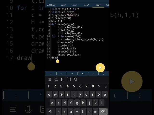Python turtle graphic design || python coding status  #shorts   #programming  #turtle  #python
