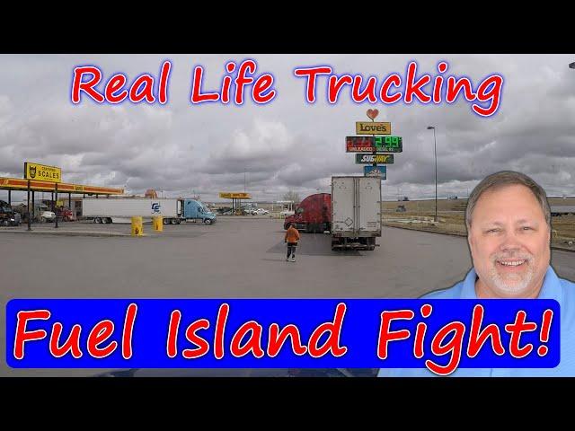 Real Life Trucking: Windy Wyoming Winter Weather & Fuel Island Fight