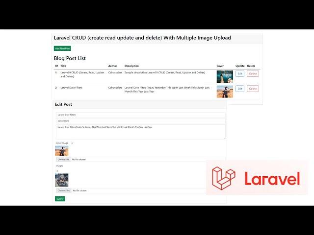 Laravel CRUD (create read update and delete) With Multiple Image Upload