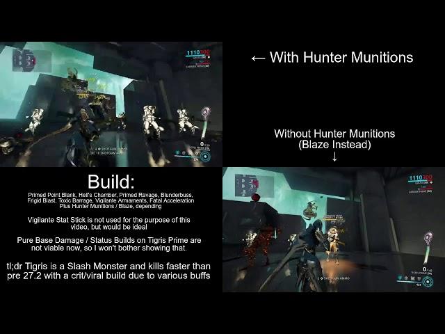Warframe - Tigris Prime Hunter Munitions Comparison