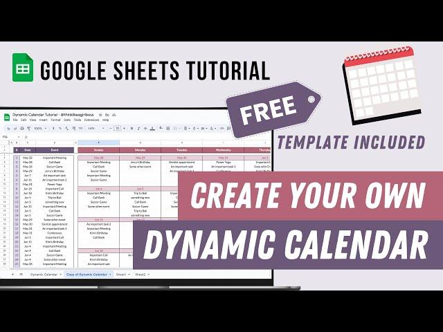 Dynamic Calendar Google Sheets Tutorial + FREE template