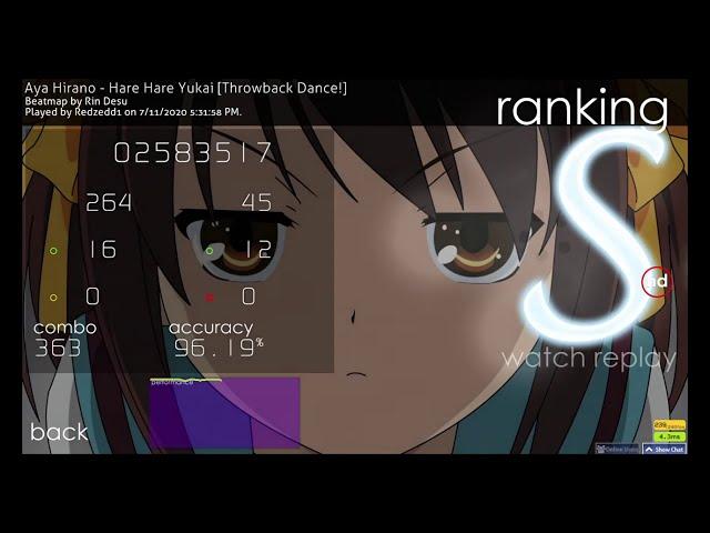 [osu!] Aya Hirano - Hare Hare Yukai (throwback dance)[4.85*]HD