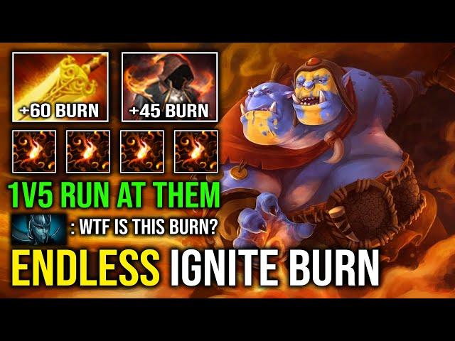 WTF UNLIMITED IGNITE BURN 1v5 Radiance Flame Cloak Multicast Super Farm Solo Mid Ogre Magi Dota 2