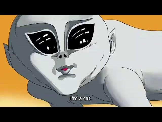 Pop Team Epic alien clip with the meow meow cat