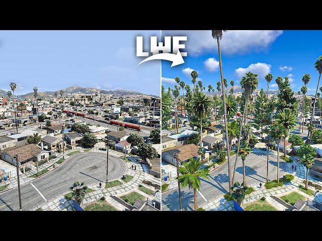 GTA 5: Lively World Expansion Side by Side Comparison - Vegetation Mod [4K]