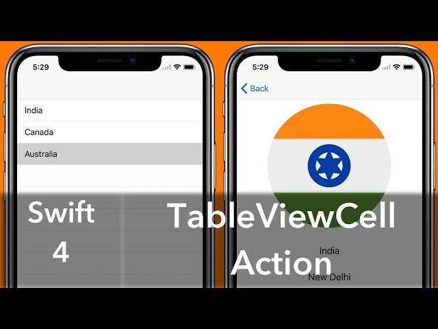 UITableView Cell Action (Swift 4 + Xcode 9.0)