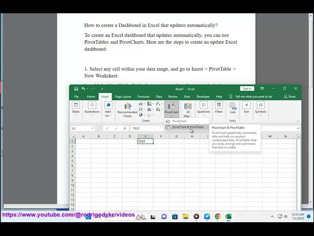 Create a Dashboard in Excel that updates automatically