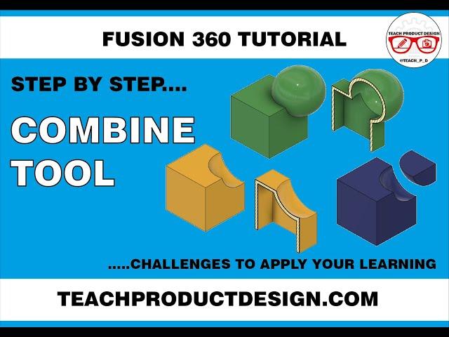 FUSION 360 How to use the COMBINE tool- Cut, Add + Intersect. Simple step by step. Free models.