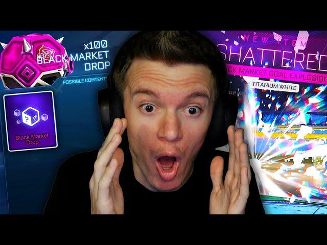 OPENING *100* BLACK MARKET DROPS IN ROCKET LEAGUE! (MUST WATCH)