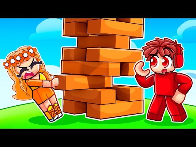 Cash vs Mia GIANT JENGA in Roblox!