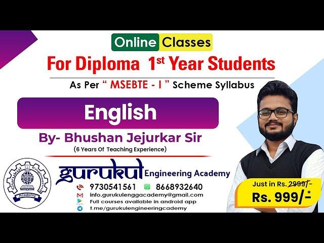 English By Bhushan Sir | MSBTE I Scheme | Gurukul Engineering Academy.