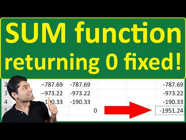 Why Sum Function Returns 0 in Excel