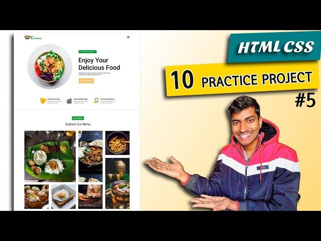 #5 Restaurant Website  | HTML CSS 10 Practice Projects for Beginners | 2023 | Hindi