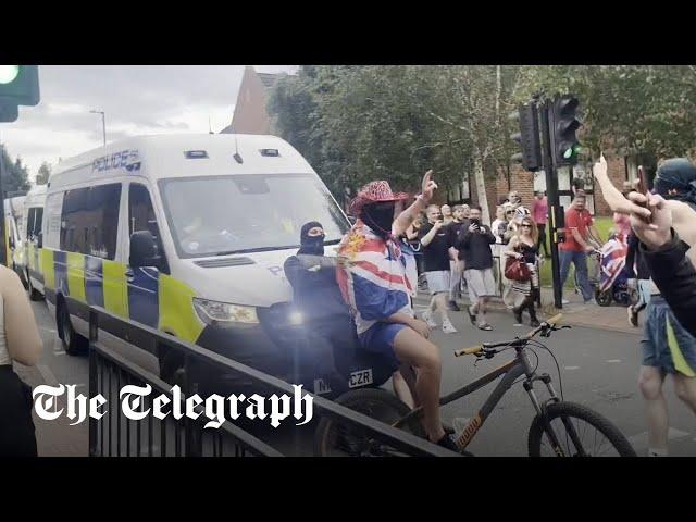 Southport stabbings: Protesters set fire to a car in Sunderland