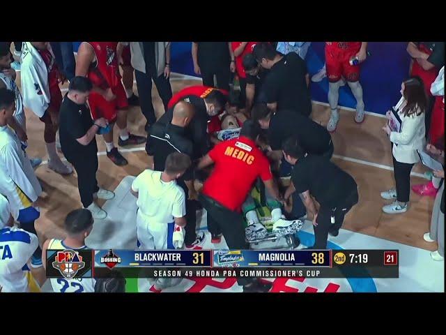 Calvin Abueva STRETCHERED OUT OF THE COURT | PBA Season 49 Commissioner’s Cup