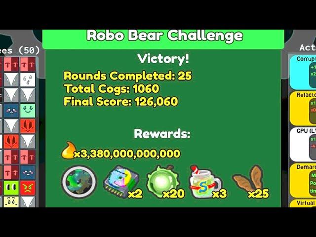 Robo Challenge Round 25 Full Run (126.060 Score) | Bee Swarm Simulator